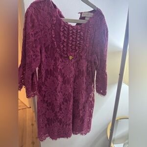 Angel’s Face Pink Lace ruffle long sleeve dress 8-9 Y